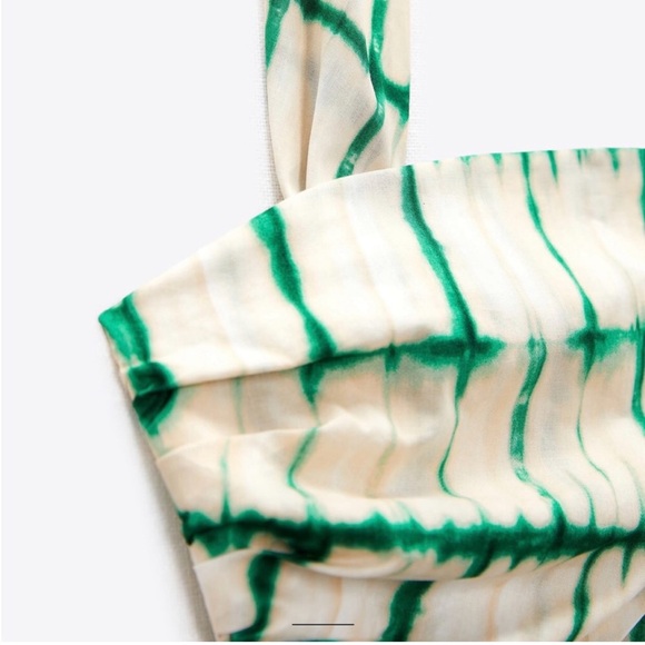 ZARA NWT Elegant Green and White Women's Dress - Picture 8 of 11